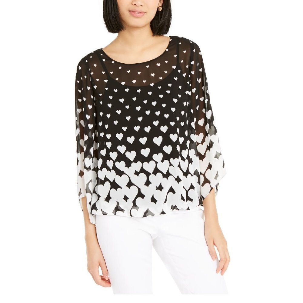 Alfani Heart-Print Angel-Sleeve Top